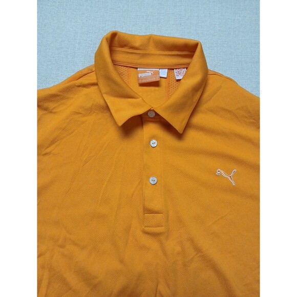 Puma Sport Lifestyle Men’s Orange Short Sleeve Golf Polo Shirt Size Large - Picture 2 of 13